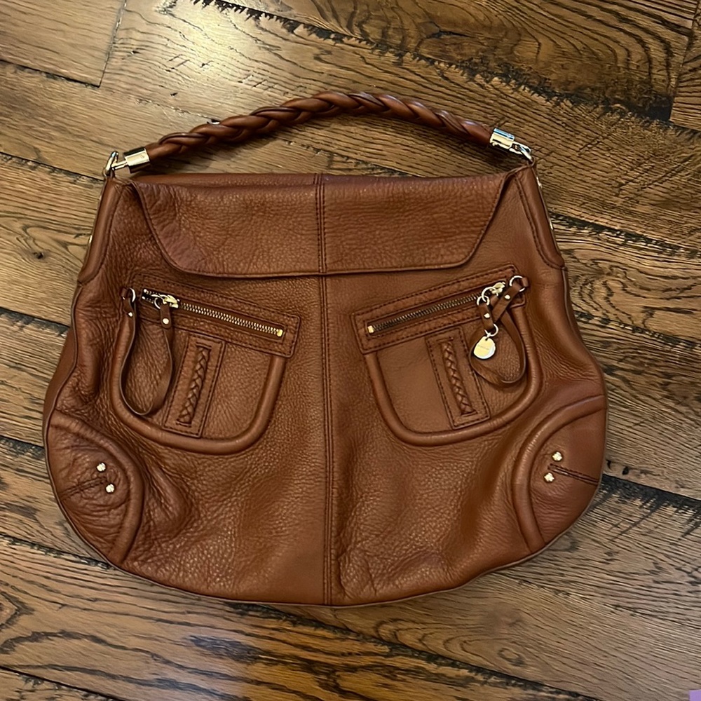 bebe | Genuine Pebbled Leather Hobo Handbag